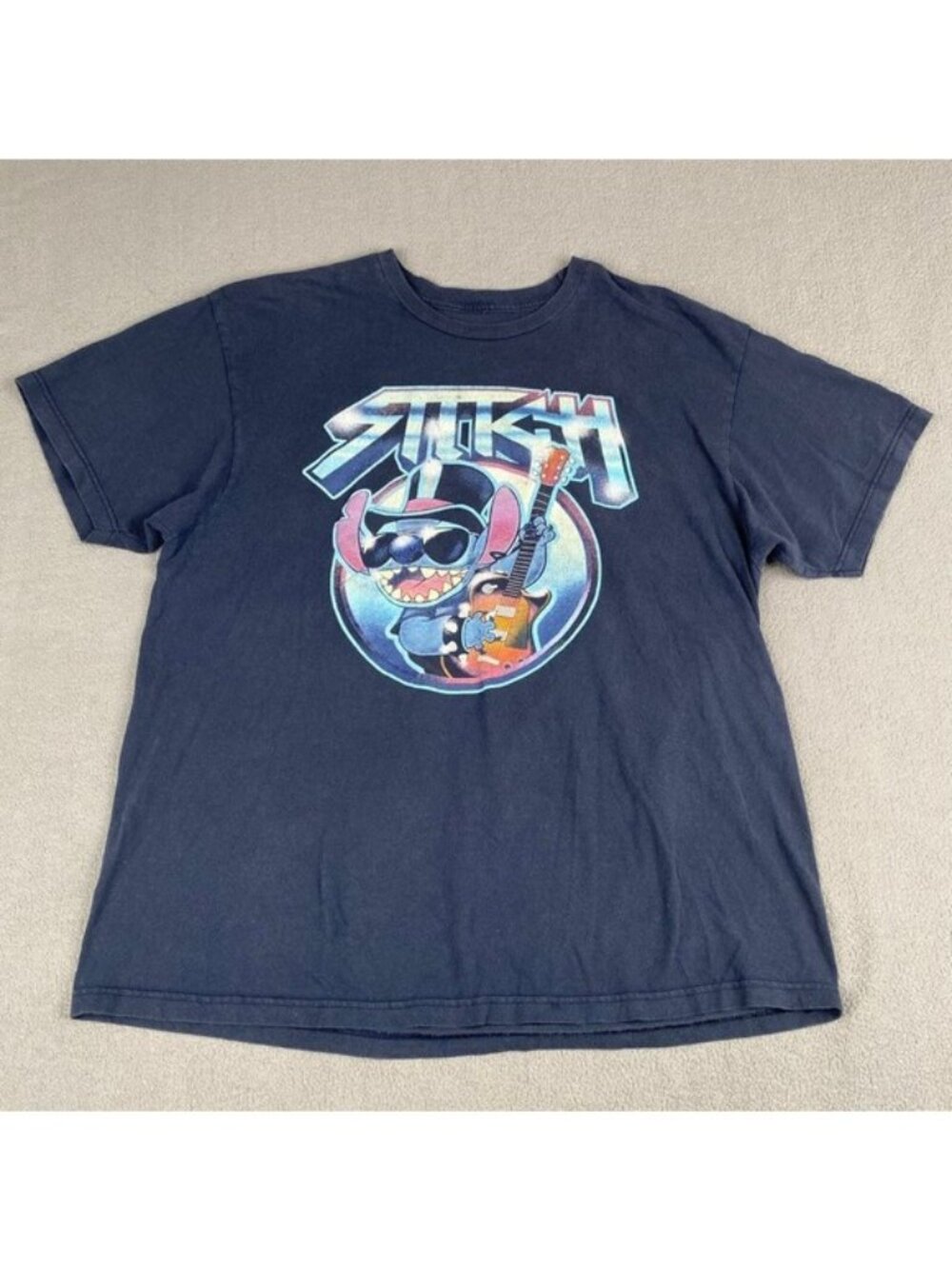 Disney Stitch Unisex size XL Blue Tour Adult Shirt Short Sleeve 100% Cotton